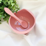 Silicone Suction Bowl + Spoon Set - Rose