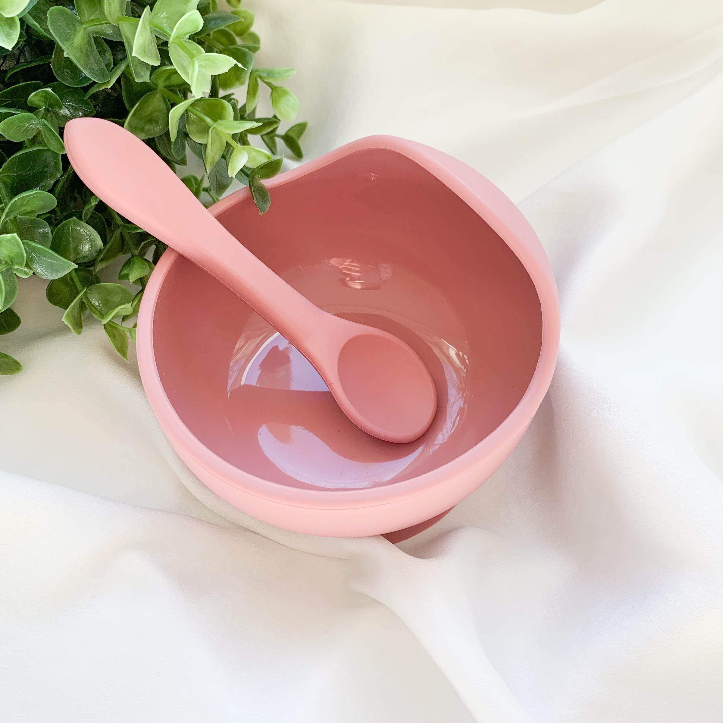 Baby Suction Bowl and Spoon Set - Sage, Simka Rose