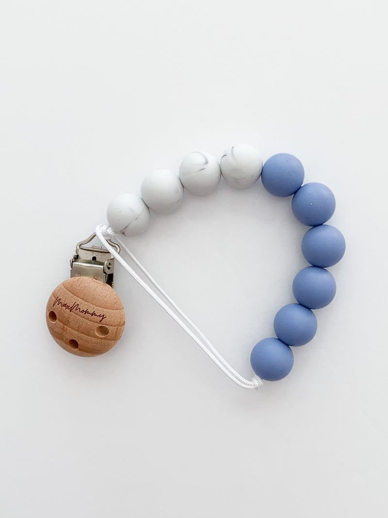 Silicone Pacifier Clip - Pebble Marble