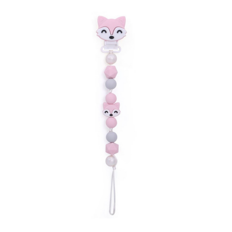 Silicone Pacifier Clip - Fox (only 1 in stock)- Pink - Limited Edition