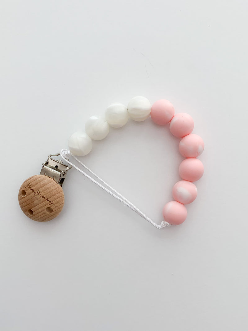 Silicone Pacifier Clip - Pink Pearl