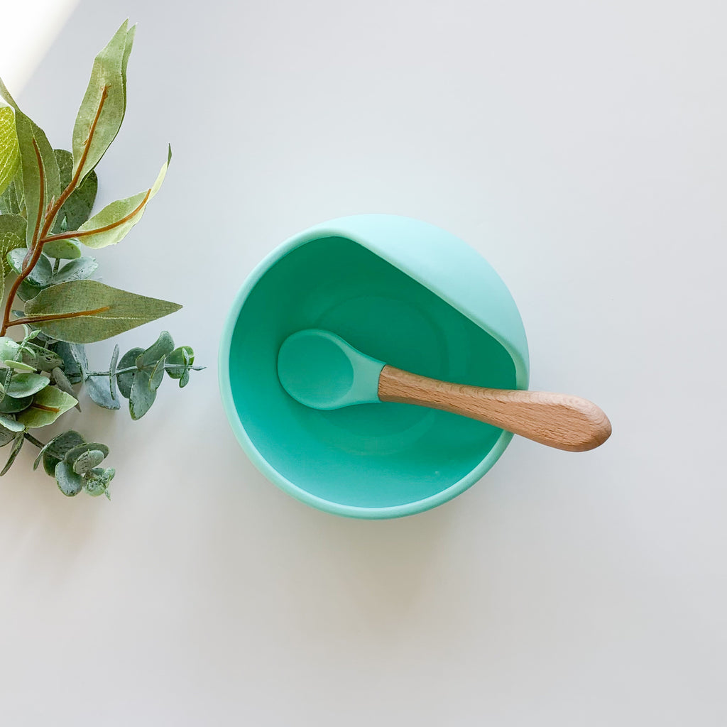 Silicone Baby Bowl Set - Blue & Marble