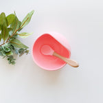 Silicone Suction Bowl + Spoon Set - Pink