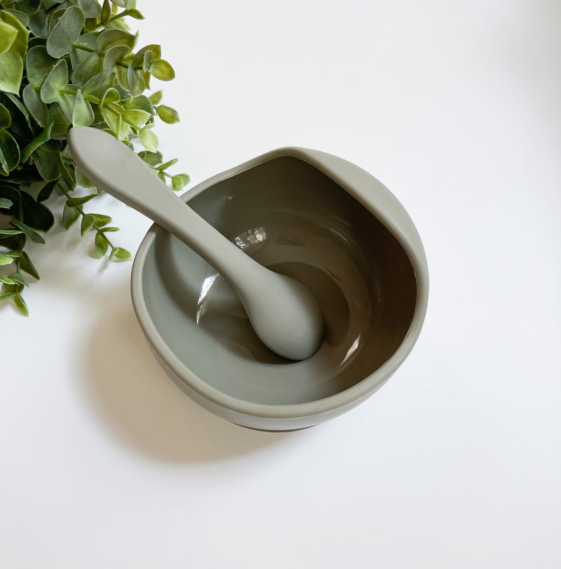 Silicone Suction Bowl + Spoon Set - Sage (New!)